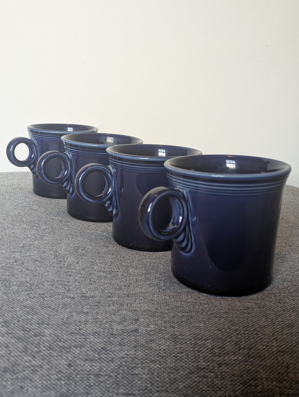 4 Fiesta Fiestaware HLC Cobalt Blue Mugs Dinnerware Homer Laughlin - Picture 4 of 12